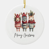  Waterverf kerstdieren Keramisch Ornament (Voorkant)