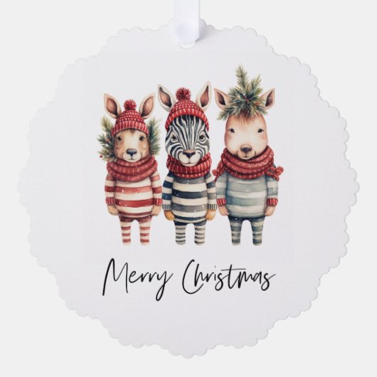 Waterverf kerstdieren Ornament Kaart (Voorkant)