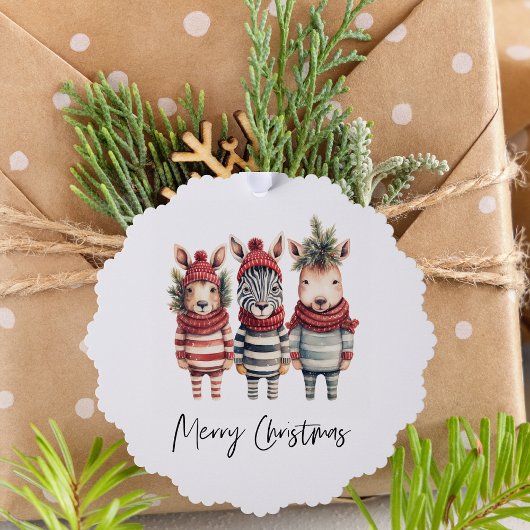 Waterverf kerstdieren Ornament Kaart