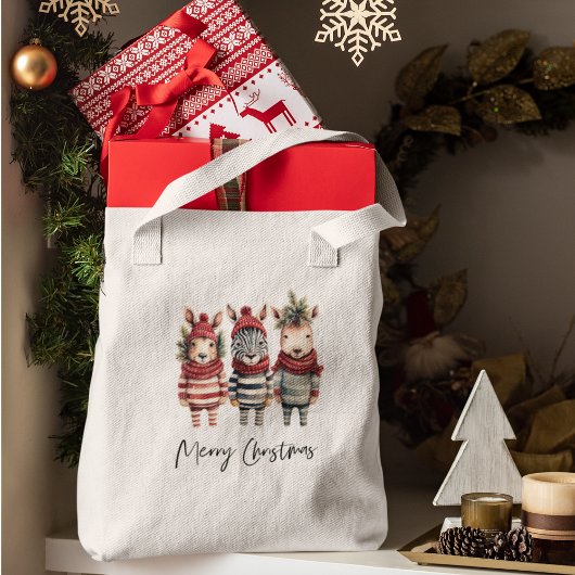  Waterverf kerstdieren Tote Bag