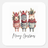  Waterverf kerstdieren Vierkante Sticker (Voorkant)