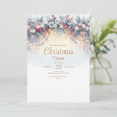 Waterverf Kerstdiner Uitnodiging (Staand voorkant)