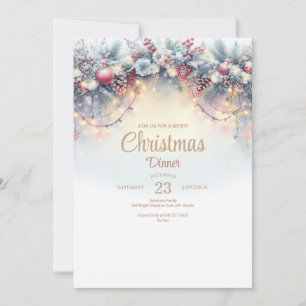 Waterverf Kerstdiner Uitnodiging
