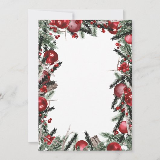 waterverf kerstfeest greenery bruiloft kaart (Achterkant)