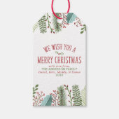 Waterverf kerstfeest Greenery Personalized Holiday Cadeaulabel (Voorkant)