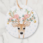 Waterverf kerstfeest Joy Deer Floral Antler Bedankjes Labels (Achterkant)