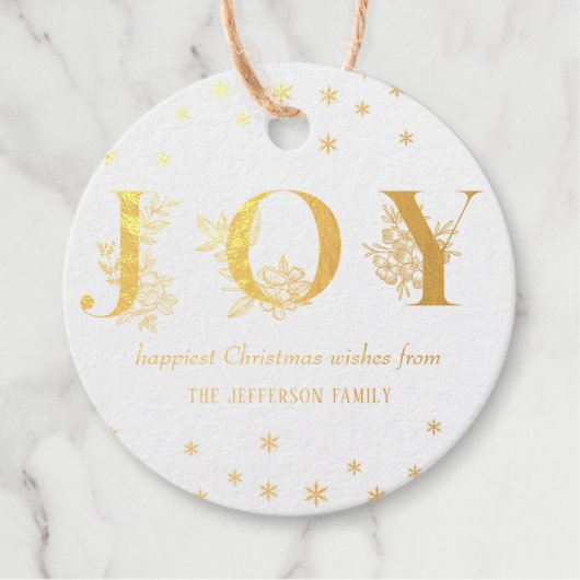 Waterverf kerstfeest Joy Deer Floral Antler Bedankjes Labels (Voorkant)