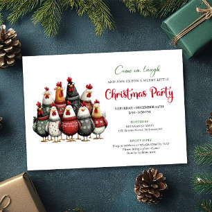 Waterverf Kerstfeest met Vreemde Kippen Kaart