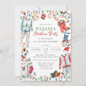 Waterverf Kerstfeest Pajama Uitnodiging (Voorkant)