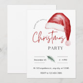 Waterverf Kerstfeest Santa Hoed Invitation Kaart (Voorkant / Achterkant)