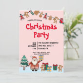 Waterverf kerstfeest uitnodiging (Staand voorkant)