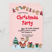 Waterverf kerstfeest uitnodiging (Voorkant / Achterkant)