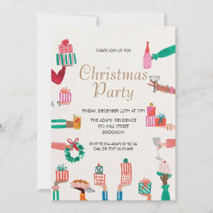 Waterverf kerstfeest uitnodiging
