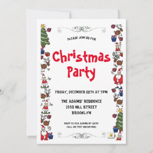 Waterverf kerstfeest uitnodiging