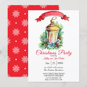 Waterverf kerstfeest uitnodiging