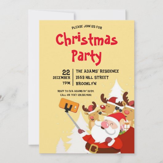 Waterverf kerstfeest uitnodiging (Voorkant)