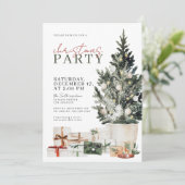 Waterverf kerstfeest uitnodiging (Staand voorkant)