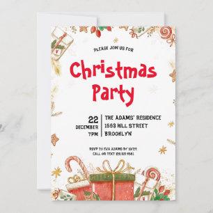 Waterverf kerstfeest uitnodiging