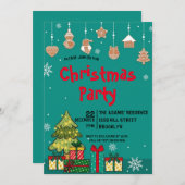 Waterverf kerstfeest uitnodiging (Voorkant / Achterkant)