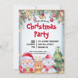 Waterverf kerstfeest uitnodiging