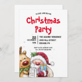 Waterverf kerstfeest uitnodiging (Voorkant / Achterkant)