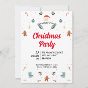 Waterverf kerstfeest uitnodiging