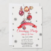 Waterverf kerstfeest uitnodiging (Voorkant)