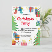 Waterverf kerstfeest uitnodiging (Staand voorkant)