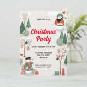 Waterverf kerstfeest uitnodiging (Staand voorkant)