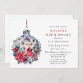 Waterverf kerstfeestdag in Pine Tree Open House Kaart (Voorkant / Achterkant)