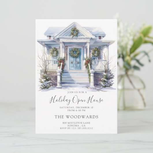 Waterverf kerstfeestdag kaart (Staand voorkant)