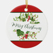 Waterverf kerstfeestdag keramisch ornament (Voorkant)