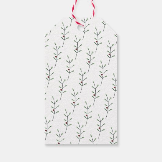 Waterverf kerstfeestdag met bomen cadeaulabel (Achterkant)