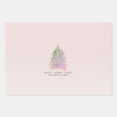 Waterverf kerstfeestdag roze bomen inpakpapier vel (Voorkant)