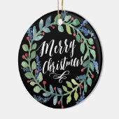 Waterverf kerstfoto zwart keramisch ornament (Links)