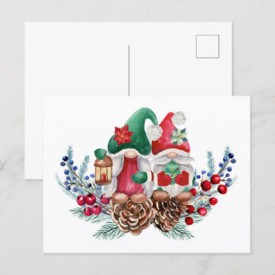 Waterverf kerstgnomen briefkaart