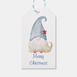 Waterverf kerstgnoom. cadeaulabel