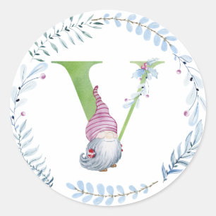Waterverf kerstgnoom. ronde sticker