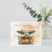 Waterverf kersthaard feestdagenkaart (Staand voorkant)