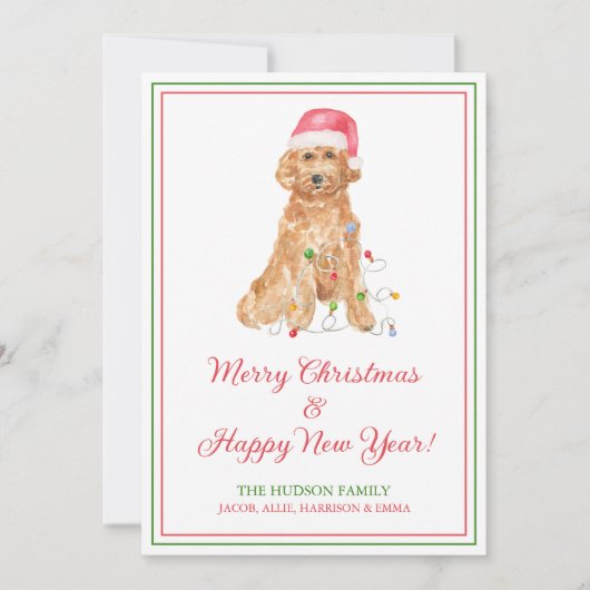 Waterverf kersthond feestdagenkaart (Voorkant)
