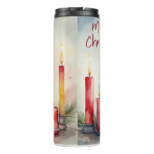 Waterverf Kerstkaars Feestelijk schilderen Thermosbeker (Achterkant)