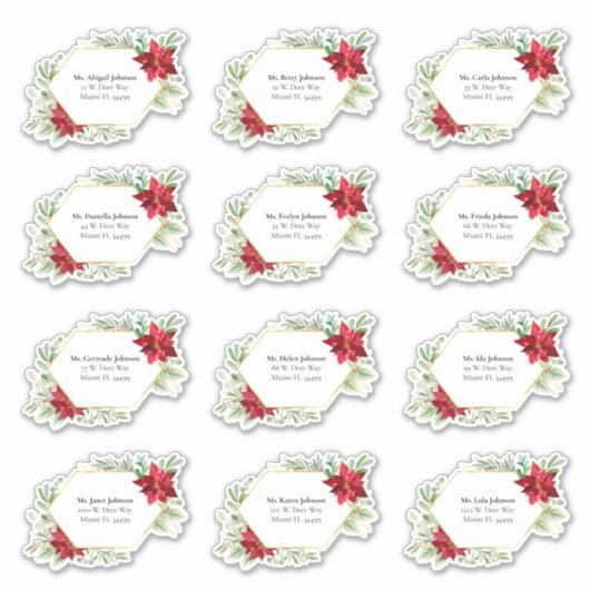 Waterverf kerstkaart Adresetiketten Sticker (Voorkant)