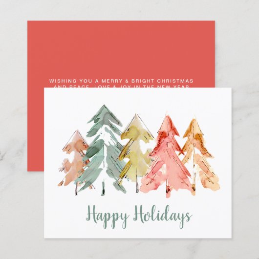 Waterverf kerstkaart met budgetpine-structuur (Voorkant / Achterkant)