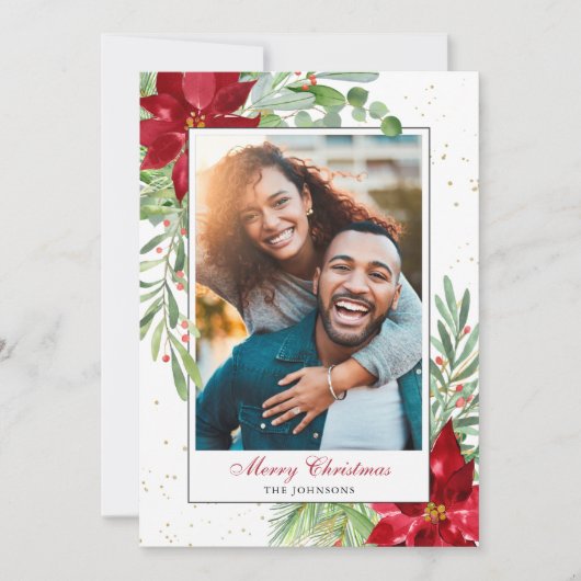 Waterverf kerstkaart met feestdag Greenery (Voorkant)