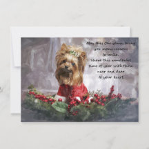 Waterverf kerstkaart met Yorkshire Terrier