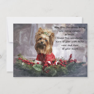Waterverf kerstkaart met Yorkshire Terrier