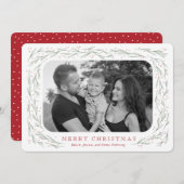 Waterverf kerstkaart pine border (Voorkant / Achterkant)