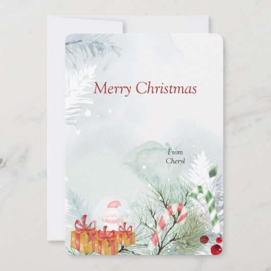 Waterverf kerstKaart Save The Date (Voorkant)