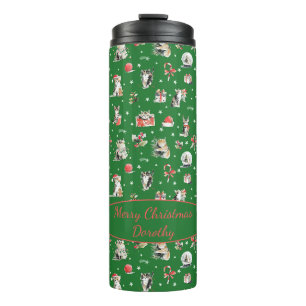 Waterverf Kerstkatten Whimisical Thermosbeker