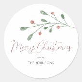 Waterverf kerstkersen kalligrafie script ronde sticker (Voorkant)